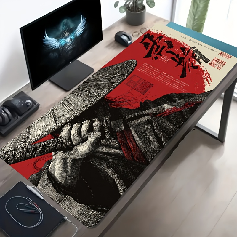 Desk Setup Red - لوحة ماوس للألعاب بتصميم المحارب الساموراي