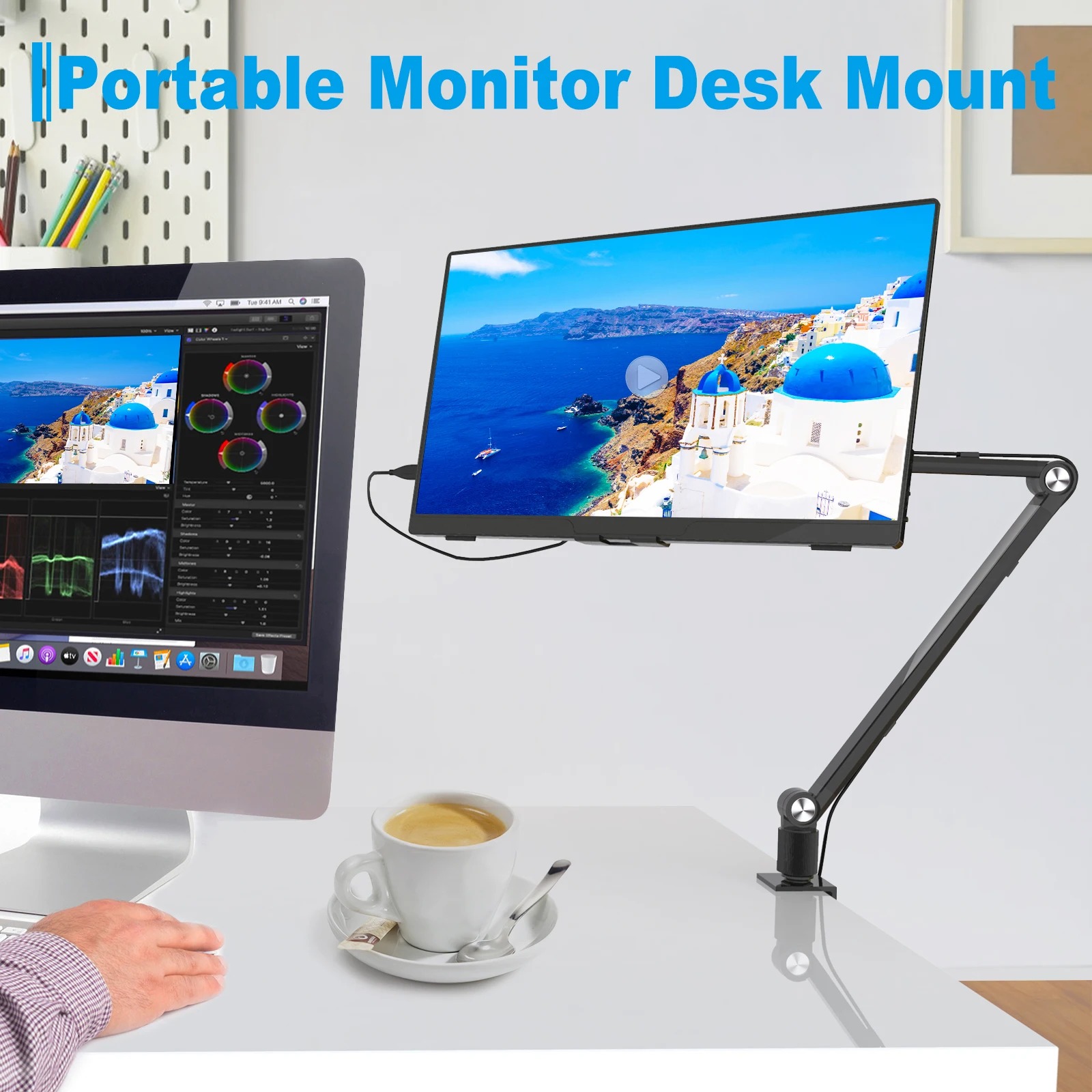 Desk Setup Monitor Arm - حامل حامل لوحي 2025 لجهاز Ipad،