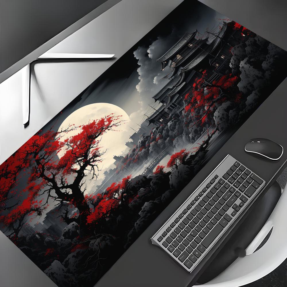 Desk Setup Red - لوحة ماوس كبيرة بتصميم مناظر طبيعية