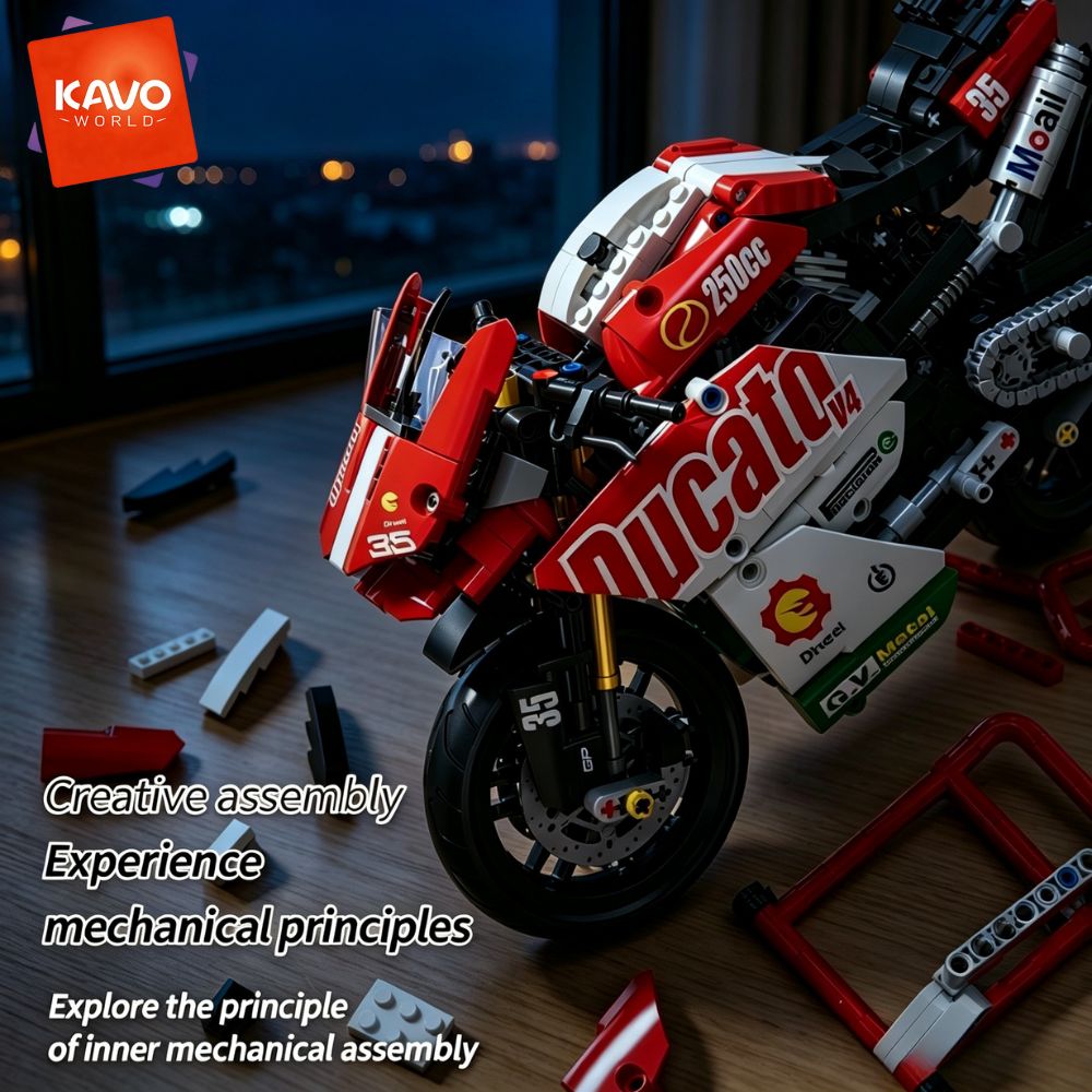 Desk Setup Red - مجموعة بناء دراجة سباق KAVOWORLD 883