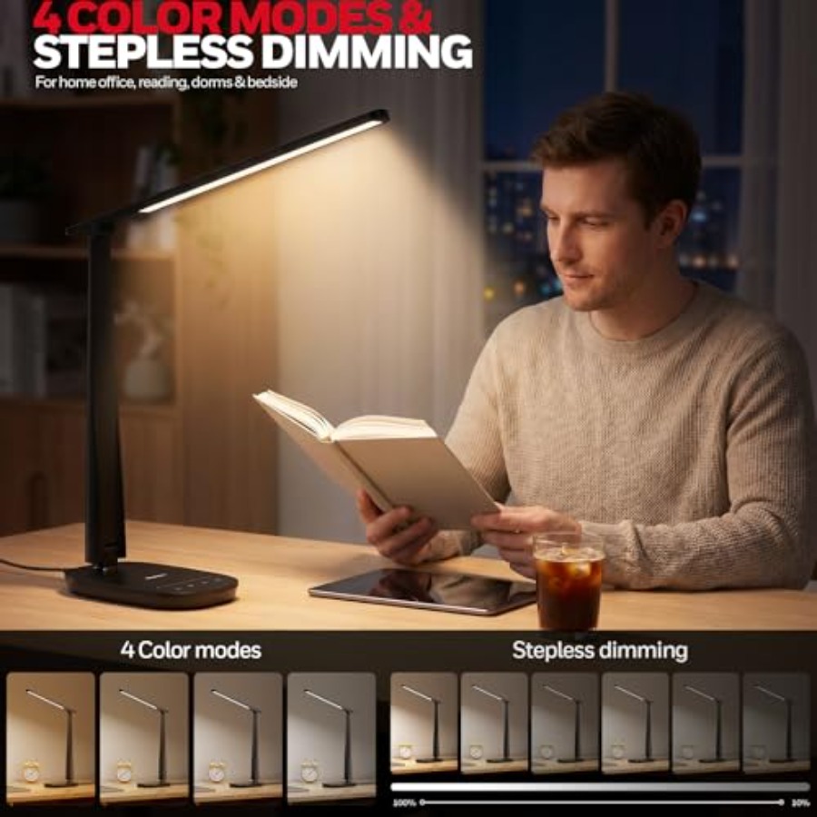 مصباح مكتب LED للمنزل والمكتب، - مراجعة Led Desk Light Usb وسعره