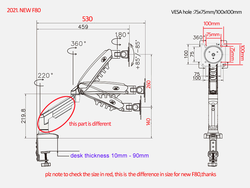 حامل شاشة LED LCD للمكتب NB F8 - مراجعة Desk Setup Monitor Arm وسعره
