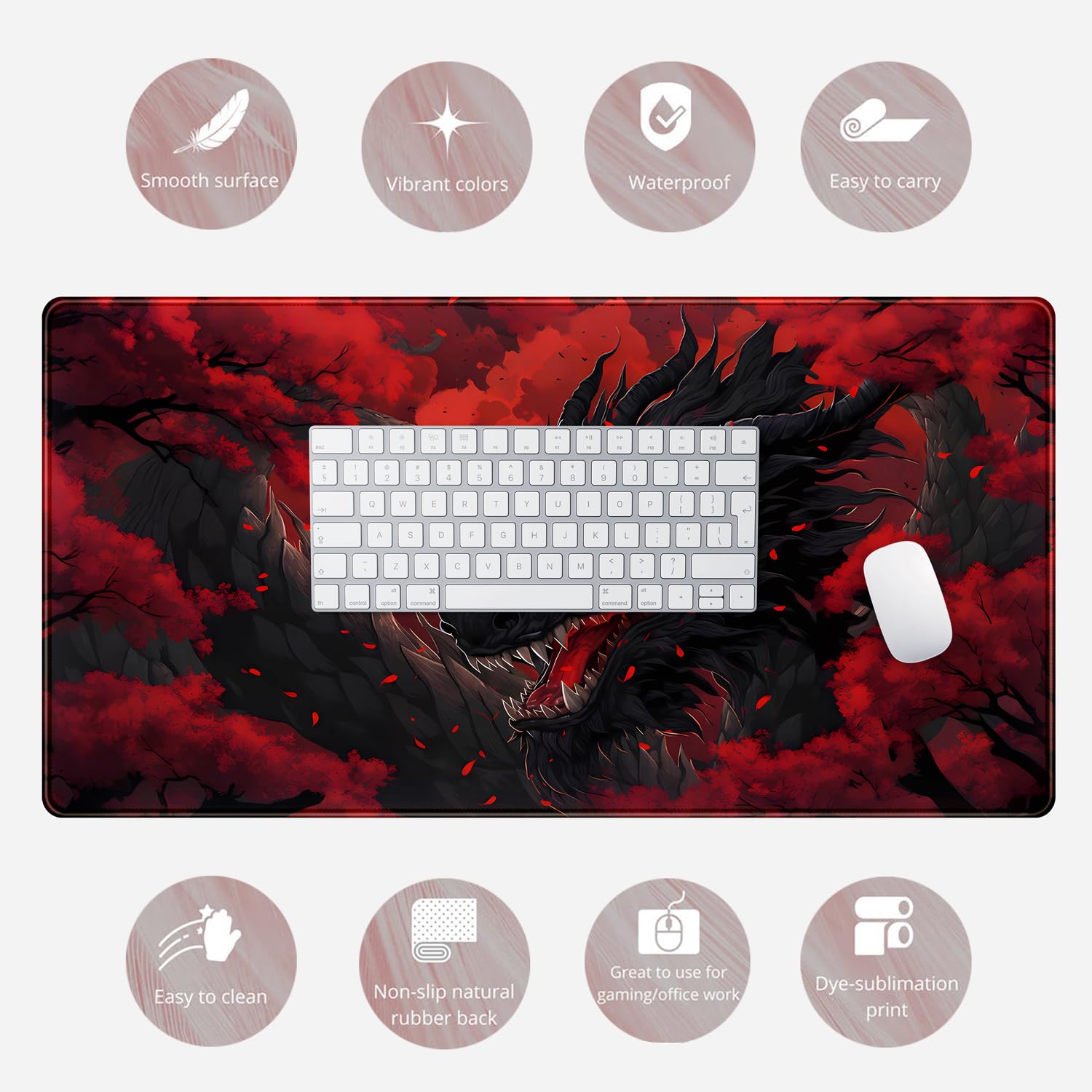 لوحة ماوس كبيرة بتصميم تنين ضخ - مراجعة Desk Setup Red وسعره