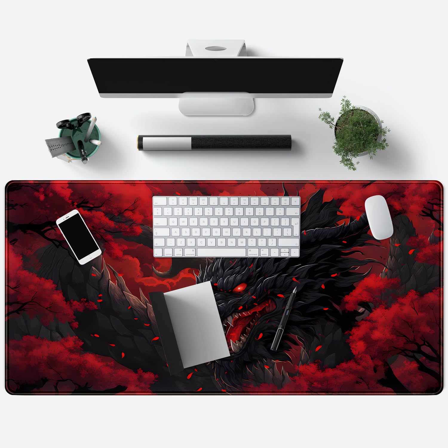 لوحة ماوس كبيرة بتصميم تنين ضخ - مراجعة Desk Setup Red وسعره