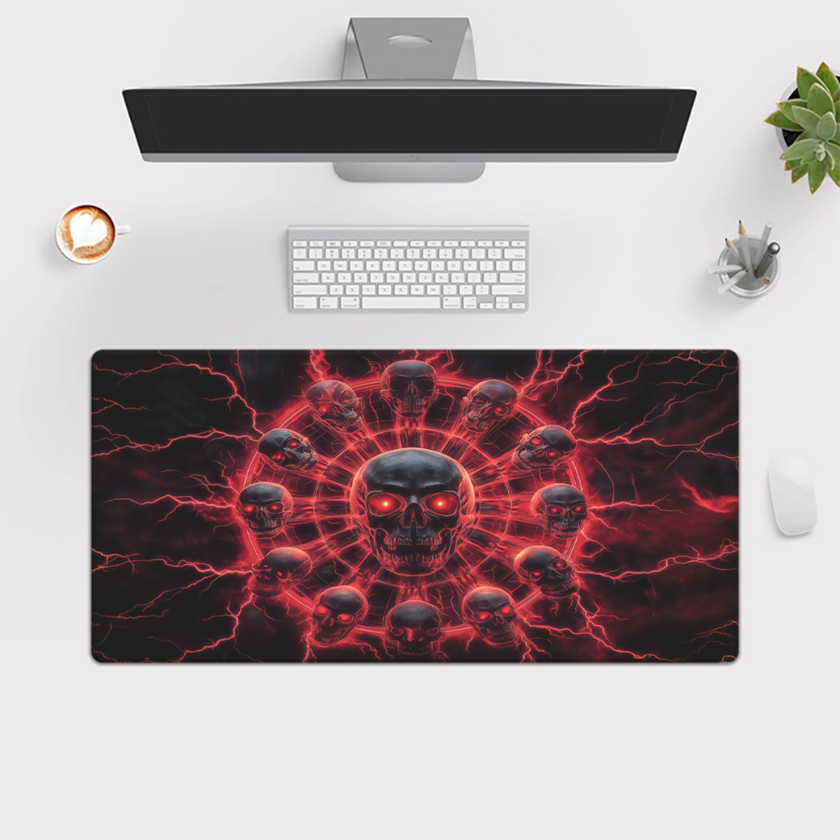 سجادة مكتب للألعاب بتصميم جمجم - مراجعة Desk Setup Red وسعره