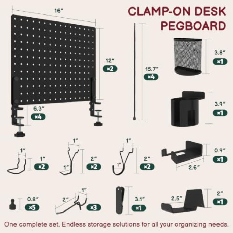 لوح تنظيم مكتبي معدني أسود 32  - مراجعة Desk Setup Pegboard وسعره