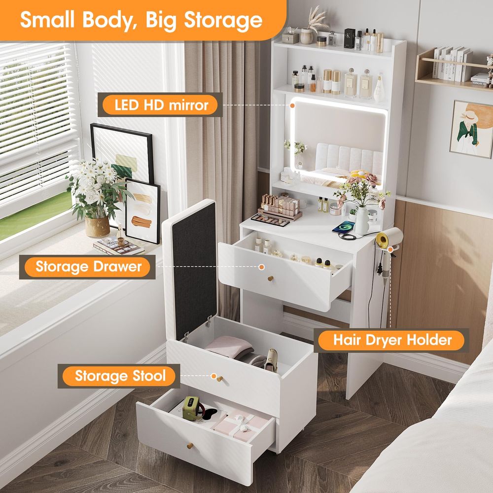 طاولة زينة مع مرآة وإضاءة، طاو - مراجعة Desk Setup Small وسعره