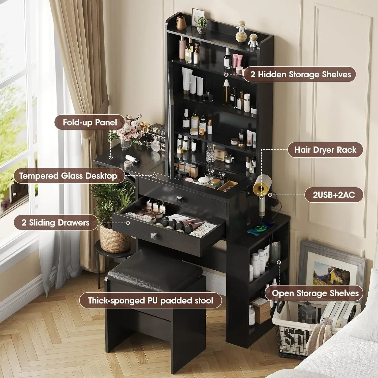 طاولة مكياج صغيرة، 3 مرايا مضي - مراجعة Desk Setup Small وسعره