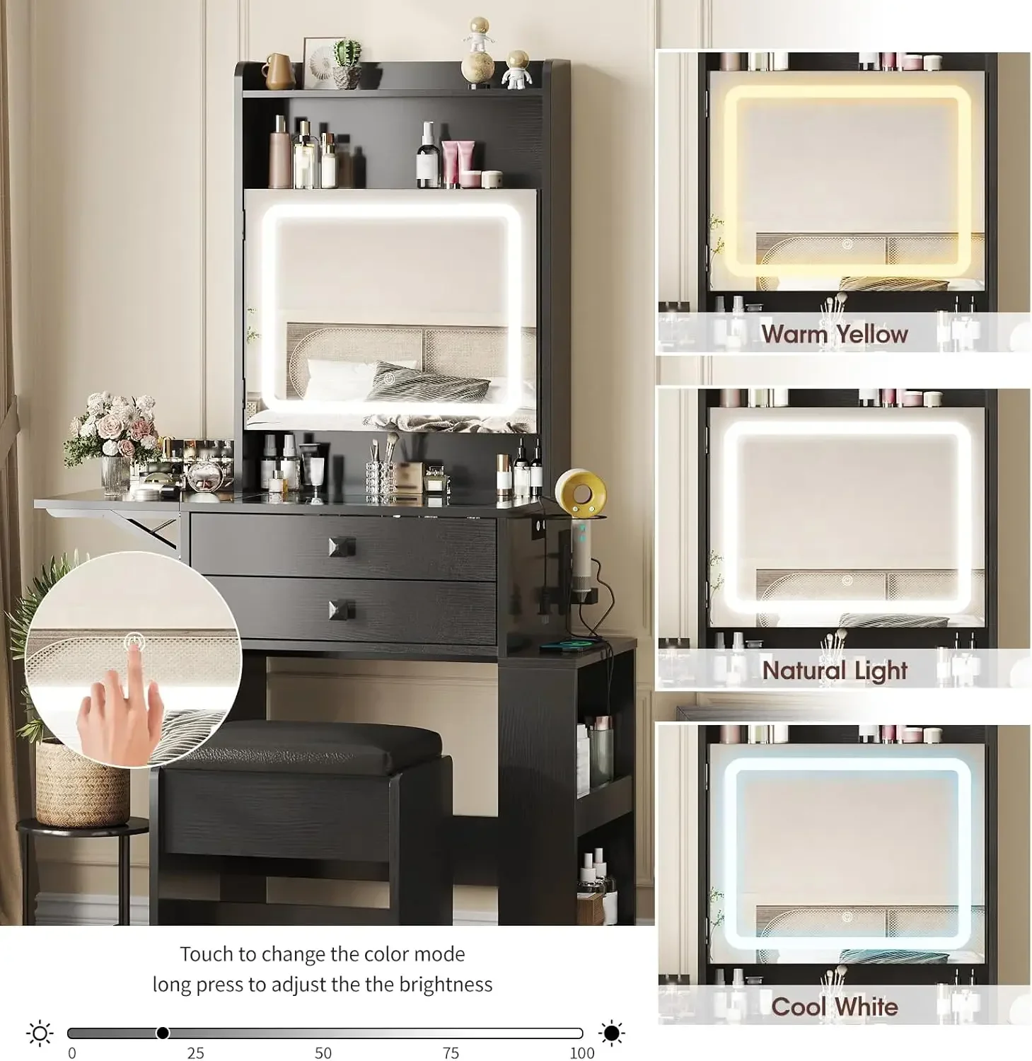 طاولة مكياج صغيرة، 3 مرايا مضي - مراجعة Desk Setup Small وسعره