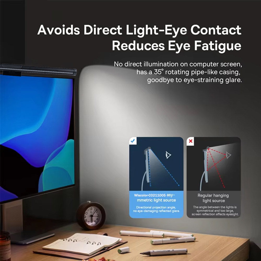 Wiscolor شاشة LED رصد معلقة ضو - مراجعة Led Desk Light Usb وسعره