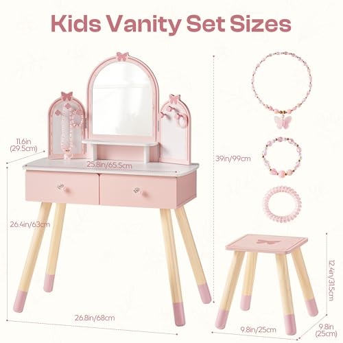طاولة تجميل وردية للأطفال مع م - مراجعة Desk Setup In Small Bedroom وسعره