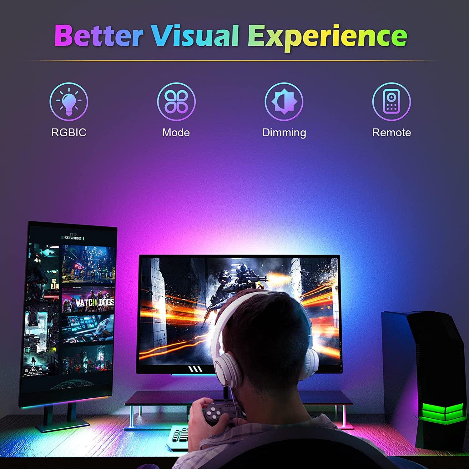 شريط إضاءة تحت الشاشة RGB Drea - مراجعة Desk Setup Gaming Pc وسعره